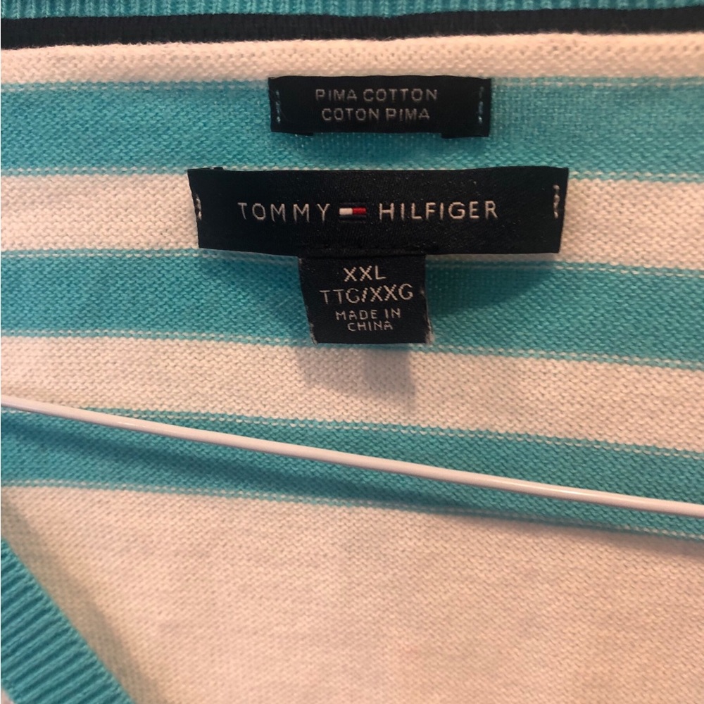 Tommy Hilfiger Women’s blue and white stripe v-neck 48” hips and waist xxl - Picture 6 of 7